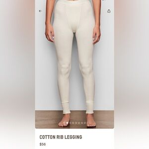 Skims cotton rib legging in bone